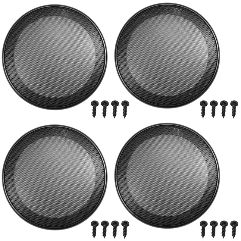 Fielect 4Pcs 6.5inch Speaker Grill Cover Mesh Decorative Circle Woofer Guard Protector Cover Audio Accessories Black Cloth Cover with 16 Screws - Image 1